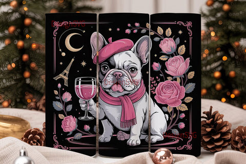 Frenchie Tumbler Wrap PNG Sublimation DesignSVG 