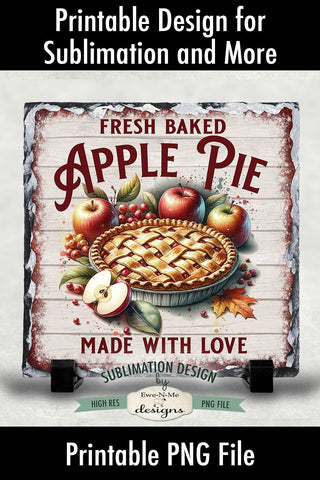 Fresh Baked Apple Pie Sublimation Design | Vintage Sign PNG Sublimation Ewe-N-Me Designs 