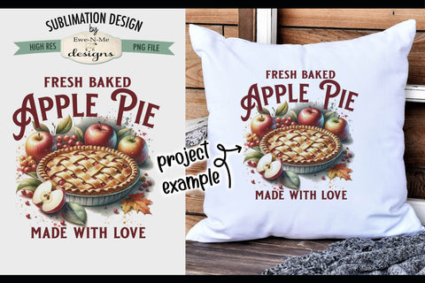 Fresh Baked Apple Pie Sublimation Design | Vintage Sign PNG Sublimation Ewe-N-Me Designs 