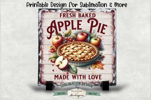 Fresh Baked Apple Pie Sublimation Design | Vintage Sign PNG Sublimation Ewe-N-Me Designs 