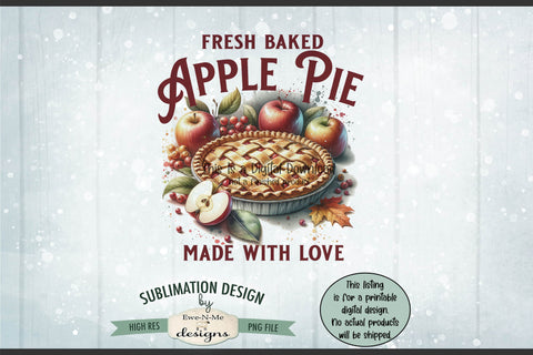 Fresh Baked Apple Pie Sublimation Design | Vintage Sign PNG Sublimation Ewe-N-Me Designs 