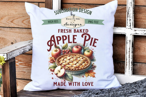 Fresh Baked Apple Pie Sublimation Design | Vintage Sign PNG Sublimation Ewe-N-Me Designs 