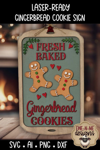 Fresh Baked Gingerbread Sign Laser Ready SVG | Holiday SVG SVG Ewe-N-Me Designs 