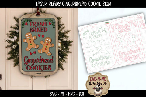 Fresh Baked Gingerbread Sign Laser Ready SVG | Holiday SVG SVG Ewe-N-Me Designs 