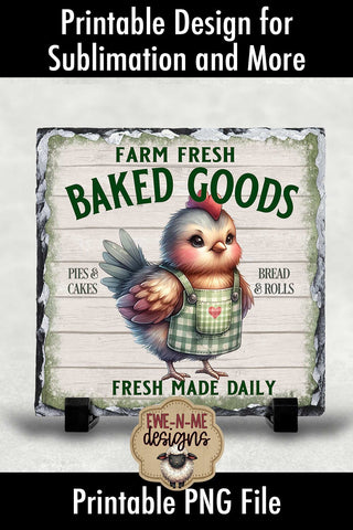 Fresh Baked Goods Chicken | Square Sublimation Design PNG Sublimation Ewe-N-Me Designs 