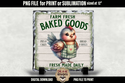 Fresh Baked Goods Chicken | Square Sublimation Design PNG Sublimation Ewe-N-Me Designs 