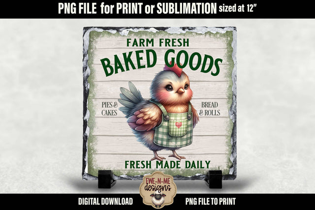 Fresh Baked Goods Chicken | Square Sublimation Design PNG Sublimation Ewe-N-Me Designs 