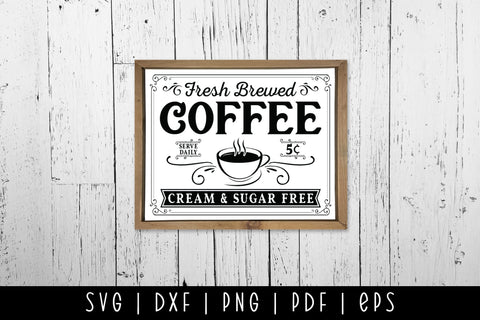 Fresh Brewed Coffee | Vintage Coffee Sign SVG SVG CraftLabSVG 