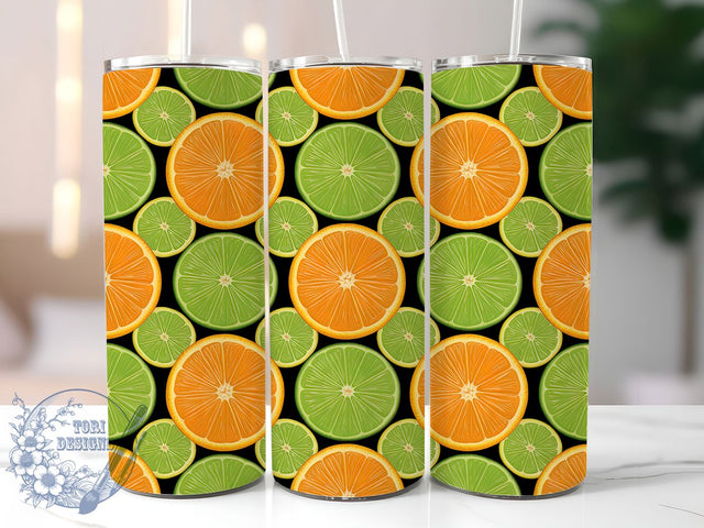 Fresh Citrus Fruit Slice Tumbler, Orange Slice, Lemon Slice, Lime Slice, Sublimation Art, 20oz Tumbler, Fresh Design Sublimation ToriDesigns 