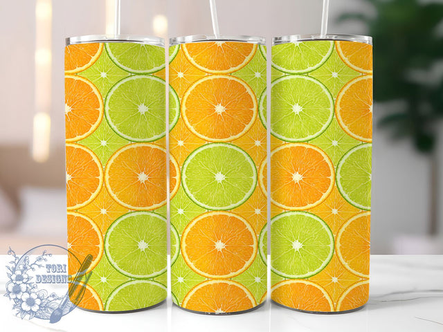 Fresh Citrus Fruit Slice Tumbler, Orange Slice, Lemon Slice, Lime Slice, Sublimation Art, 20oz Tumbler, Fresh Design Sublimation ToriDesigns 