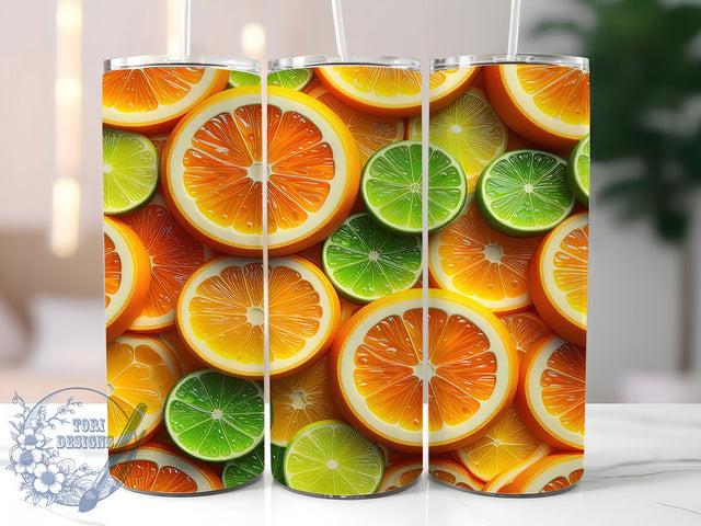 Fresh Citrus Fruit Slice Tumbler, Orange Slice, Lemon Slice, Lime Slice, Sublimation Art, 20oz Tumbler, Fresh Design Sublimation ToriDesigns 
