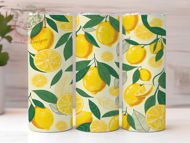 Fresh Citrus Lemonade Summer Tumbler, Citrus Summer Cup, Fresh Lemon Sublimation, Sunny Drink Design, 20Oz Skinny Tumbler Wrap, Vibrant Summer Mug, Tropical Lemon Theme Sublimation Lara' s Designs 