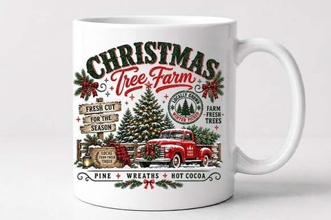 Fresh Cut Christmas Tree Farm PNG SVG BillahCrafts 