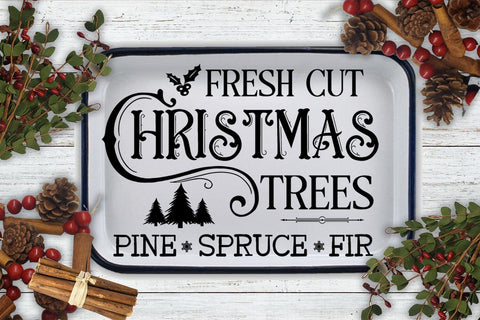 Fresh Cut Christmas Trees- Christmas Farmhouse Sign SVG SVG Ikonart Design Shop 