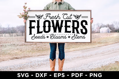 Fresh Cut Flowers Cut File - Farmhouse Sign SVG SVG CraftLabSVG 