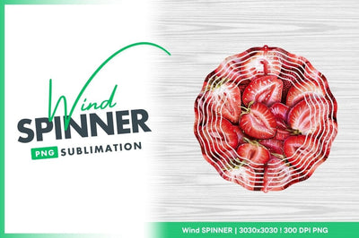 Fresh Cut Strawberries In Round Wind Spinner Sublimation Regulrcrative 
