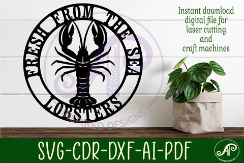 Fresh from the sea lobster wall art sign, SVG file SVG APInspireddesigns 