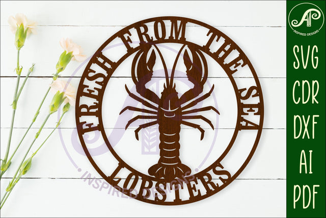 Fresh from the sea lobster wall art sign, SVG file SVG APInspireddesigns 