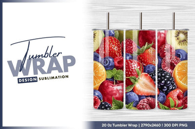 Fresh fruit watercolor illustration tumbler png Sublimation Regulrcrative 