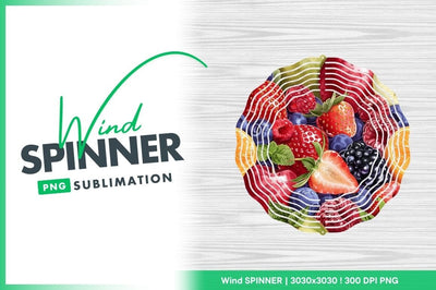 Fresh fruit watercolor medley wind spinner round png Sublimation Regulrcrative 