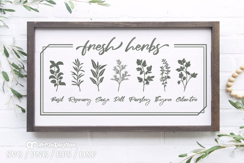 Fresh Herbs Svg, Herbs Svg, Kitchen Svg, Farmhouse Svg, Garden Svg, Leaves Svg SVG Artinrhythm shop 