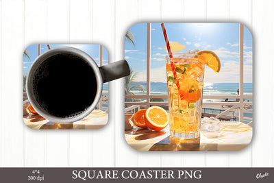 Fresh Lemonade Sublimation PNG. Square Coaster PNG Sublimation Olga Terlyanskaya 