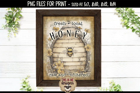 Fresh Local Honey Sublimation Design | Vintage Bee PNG Sublimation Ewe-N-Me Designs 
