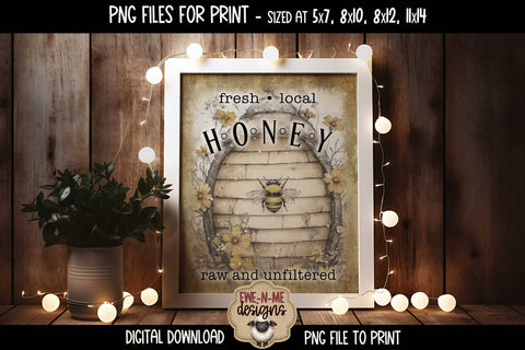 Fresh Local Honey Sublimation Design | Vintage Bee PNG Sublimation Ewe-N-Me Designs 