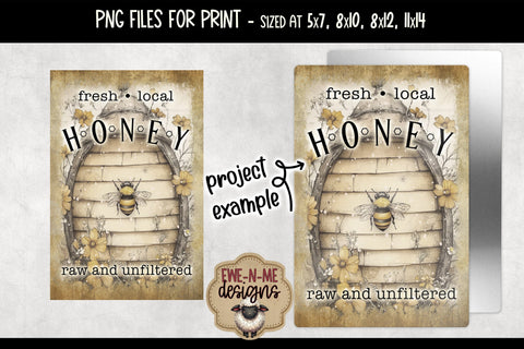 Fresh Local Honey Sublimation Design | Vintage Bee PNG Sublimation Ewe-N-Me Designs 