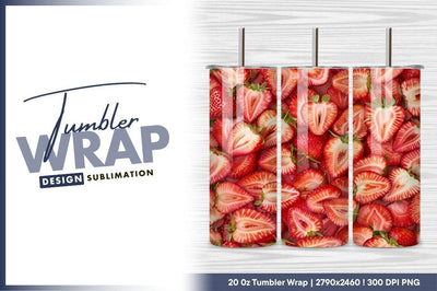 Fresh Strawberries Halved Background Tumbler Png Sublimation Regulrcrative 