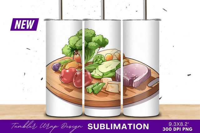 Fresh vegetables and meat on wood board Sublimation Regulrcrative 