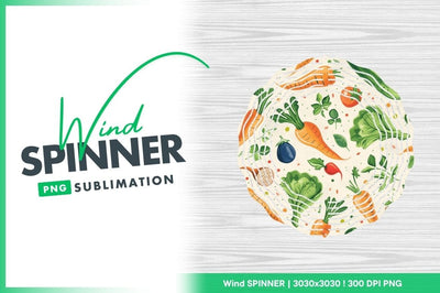 Fresh vegetables seamless pattern illustration wind spinner Sublimation Regulrcrative 