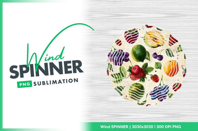 Fresh Watercolor Fruits Round Wind Spinner Png Sublimation Regulrcrative 