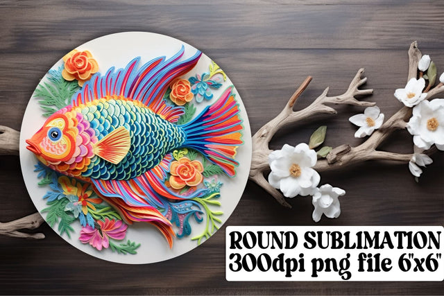 Freshwater Delight 3D Embroidered Fish for Circle Keychain Crafts Sublimation afrosvg 