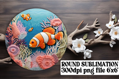 Freshwater Fish 3D Embroidery Circle Sublimation Template Sublimation afrosvg 