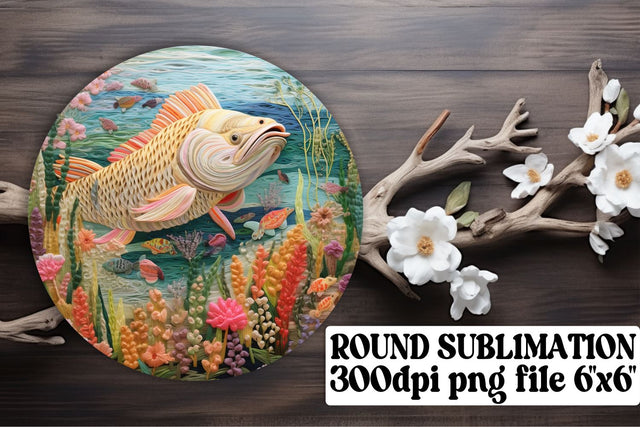 Freshwater Fish 3D Embroidery Circle Sublimation Template Sublimation afrosvg 