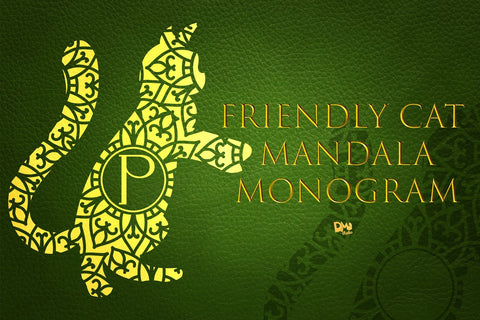 Friendly Cat Mandala Monogram Font Dm Letter Studio 