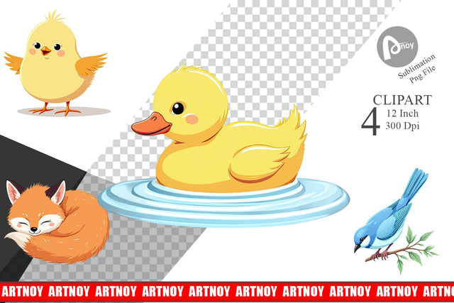 Friendly Cute Animals Clipart Sublimation artnoy 