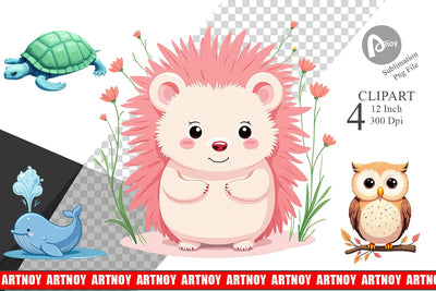 Friendly Cute Animals Clipart Sublimation artnoy 