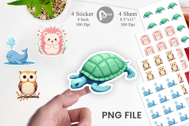 Friendly Cute Animals Sticker Sublimation artnoy 