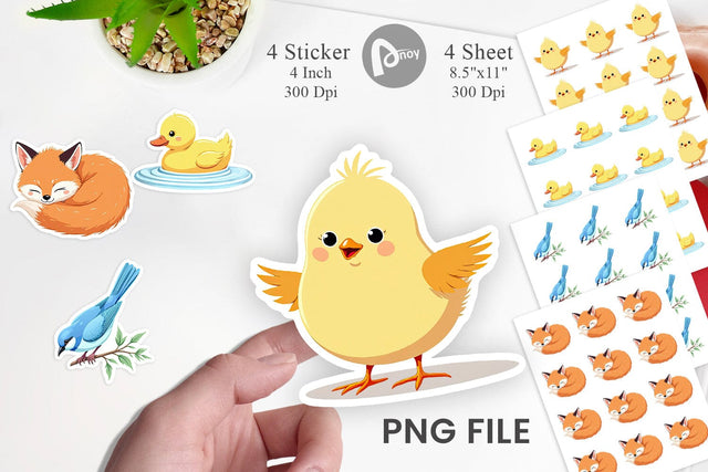 Friendly Cute Animals Sticker Sublimation artnoy 