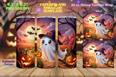 Friendly Ghost Halloween Tumbler Wrap Sublimation Sublimatiz Designs 