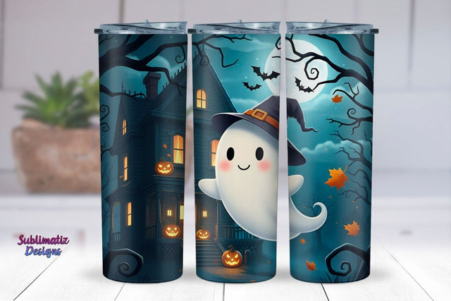 Friendly Ghost Wrap Design | Halloween Tumbler Wrap for Sublimation Sublimation Sublimatiz Designs 