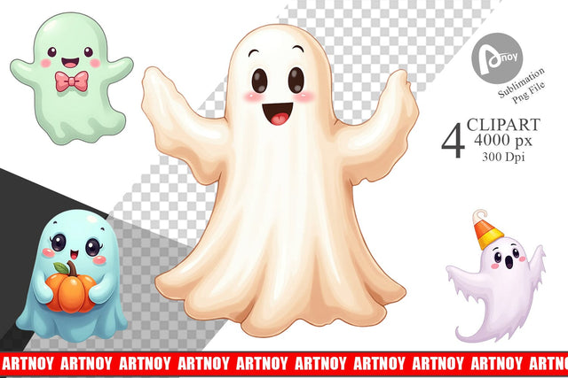 Friendly Ghosts Clipart Sublimation artnoy 