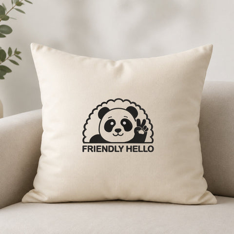 Friendly Hello Panda Embroidery Design – Cute Waving Panda Machine Embroidery File, Peace Sign Panda Design Embroidery/Applique DESIGNS PatternFeed8 