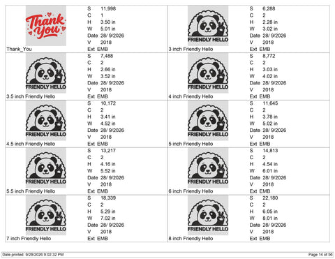 Friendly Hello Panda Embroidery Design – Cute Waving Panda Machine Embroidery File, Peace Sign Panda Design Embroidery/Applique DESIGNS PatternFeed8 