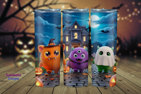 Friendly Monster Skinny Tumbler Wrap | Halloween Tumbler Wrap for Sublimation Sublimation Sublimatiz Designs 