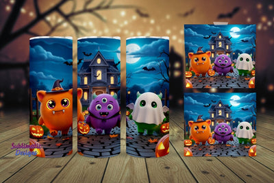 Friendly Monster Skinny Tumbler Wrap | Halloween Tumbler Wrap for Sublimation Sublimation Sublimatiz Designs 