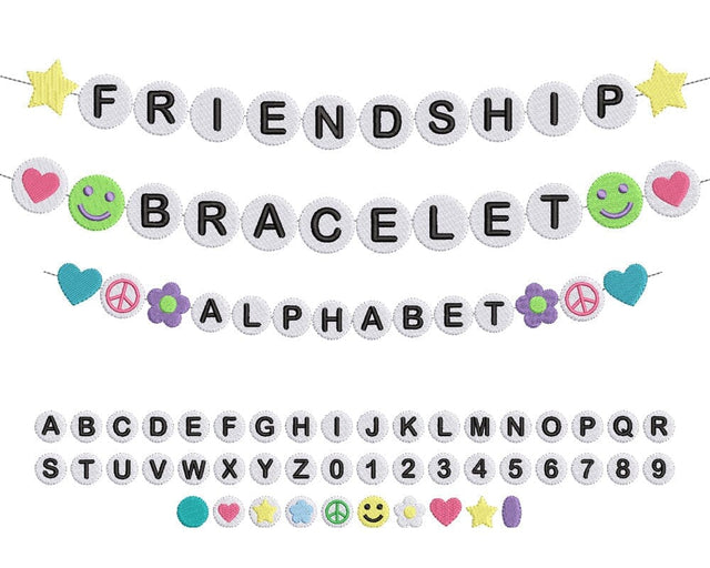 Friendship Bracelet Beads BFF Alphabet Machine Embroidery Bundle Set Embroidery/Applique DESIGNS Creatively Embroidery 