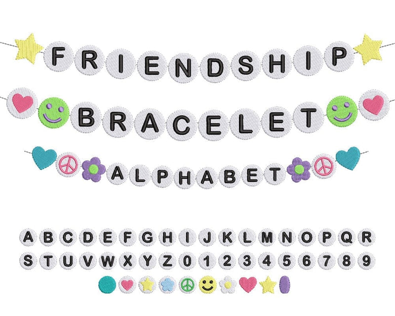 Friendship Bracelet Beads BFF Alphabet Machine Embroidery Bundle Set Embroidery/Applique DESIGNS Creatively Embroidery 